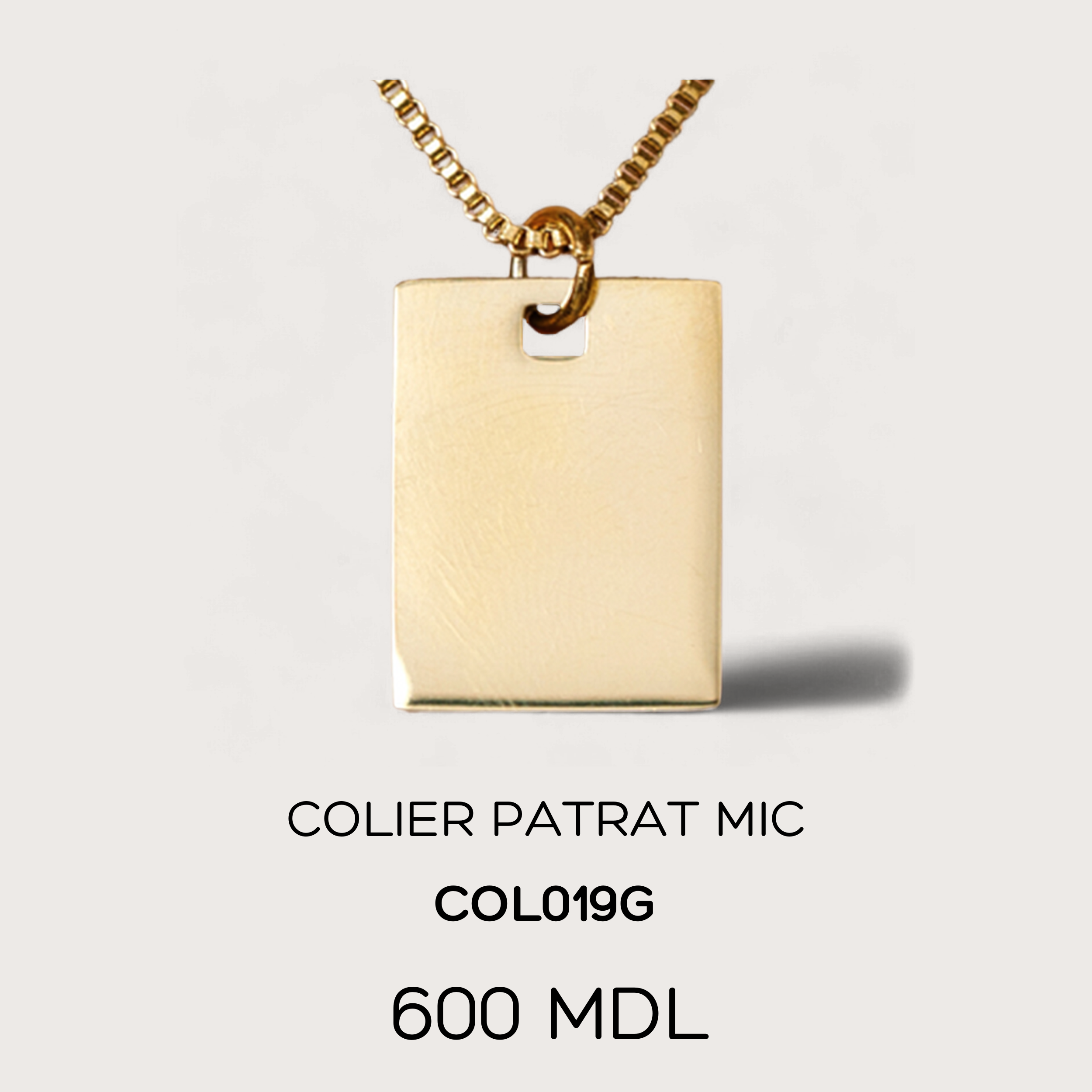 Colier patrat mic - Auriu