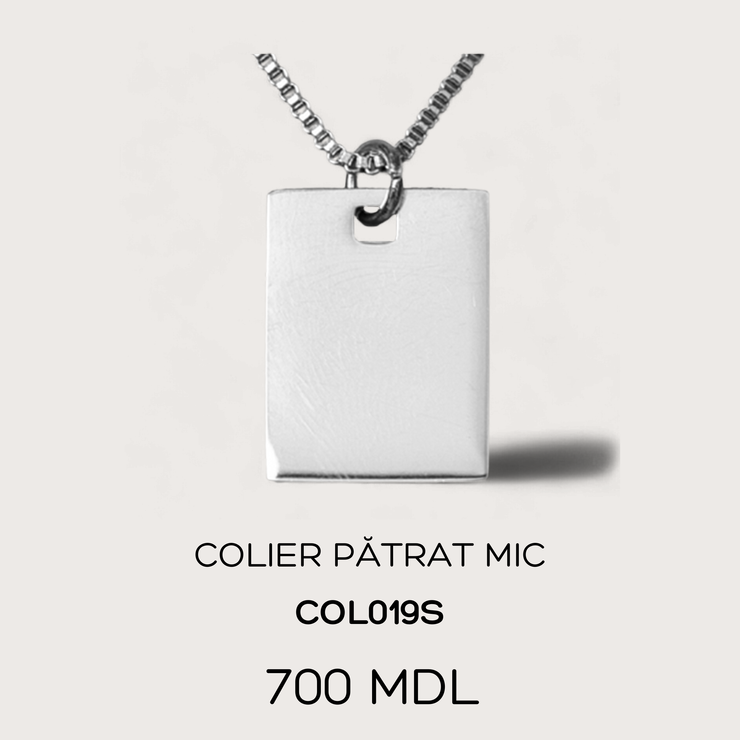 Colier pătrat mic - Argintiu