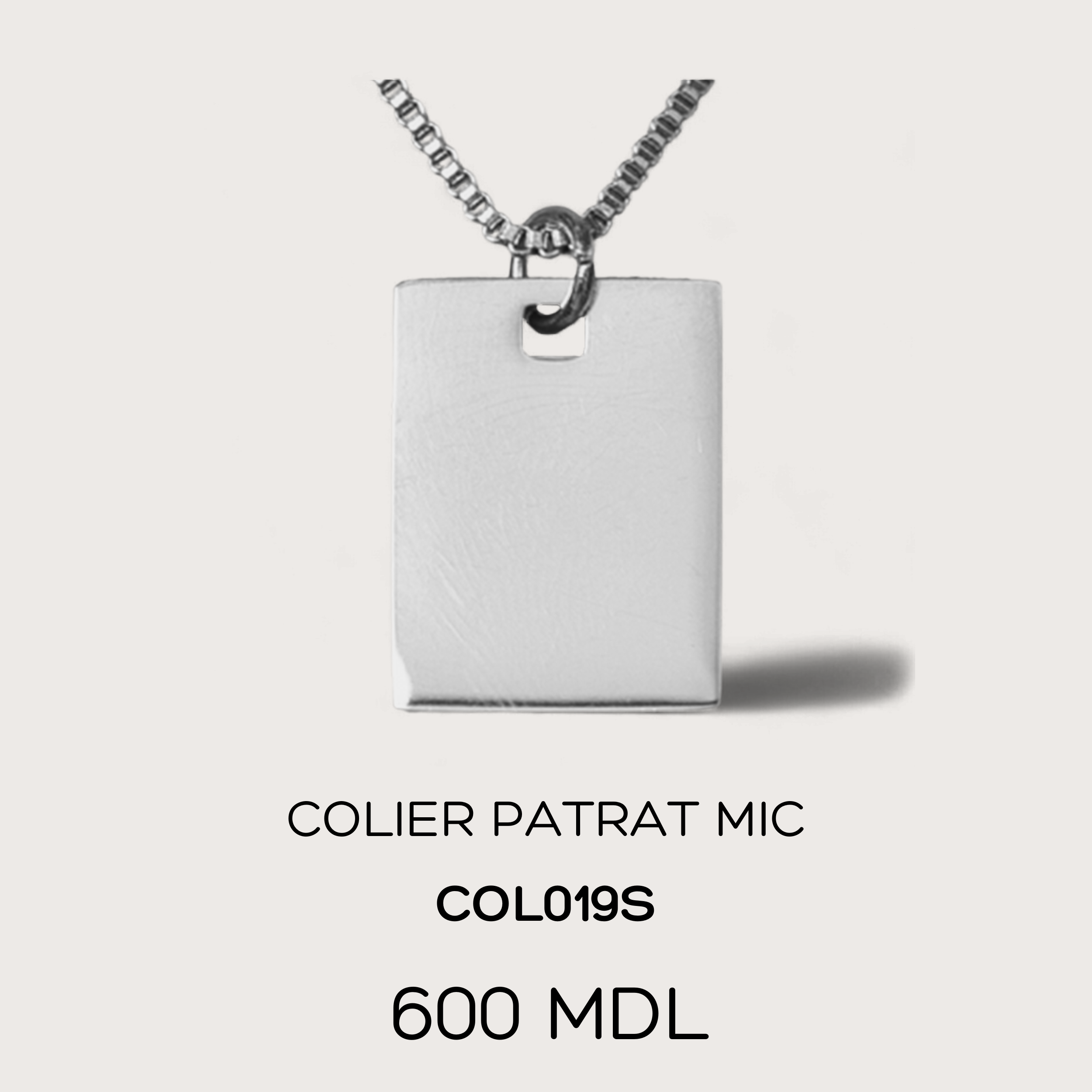 Colier patrat mic - Argintiu