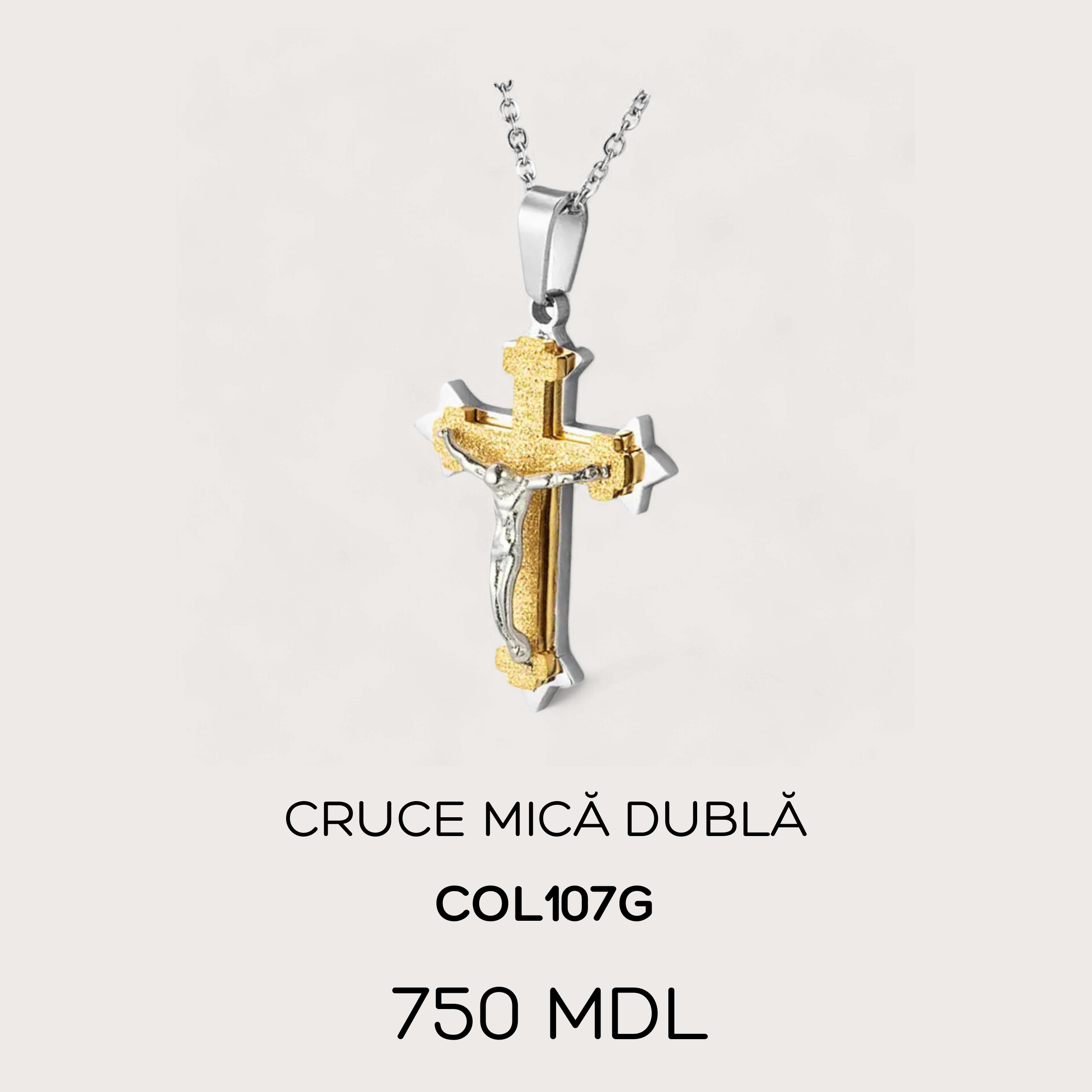 Cruce mică dublă - Auriu - Argintiu