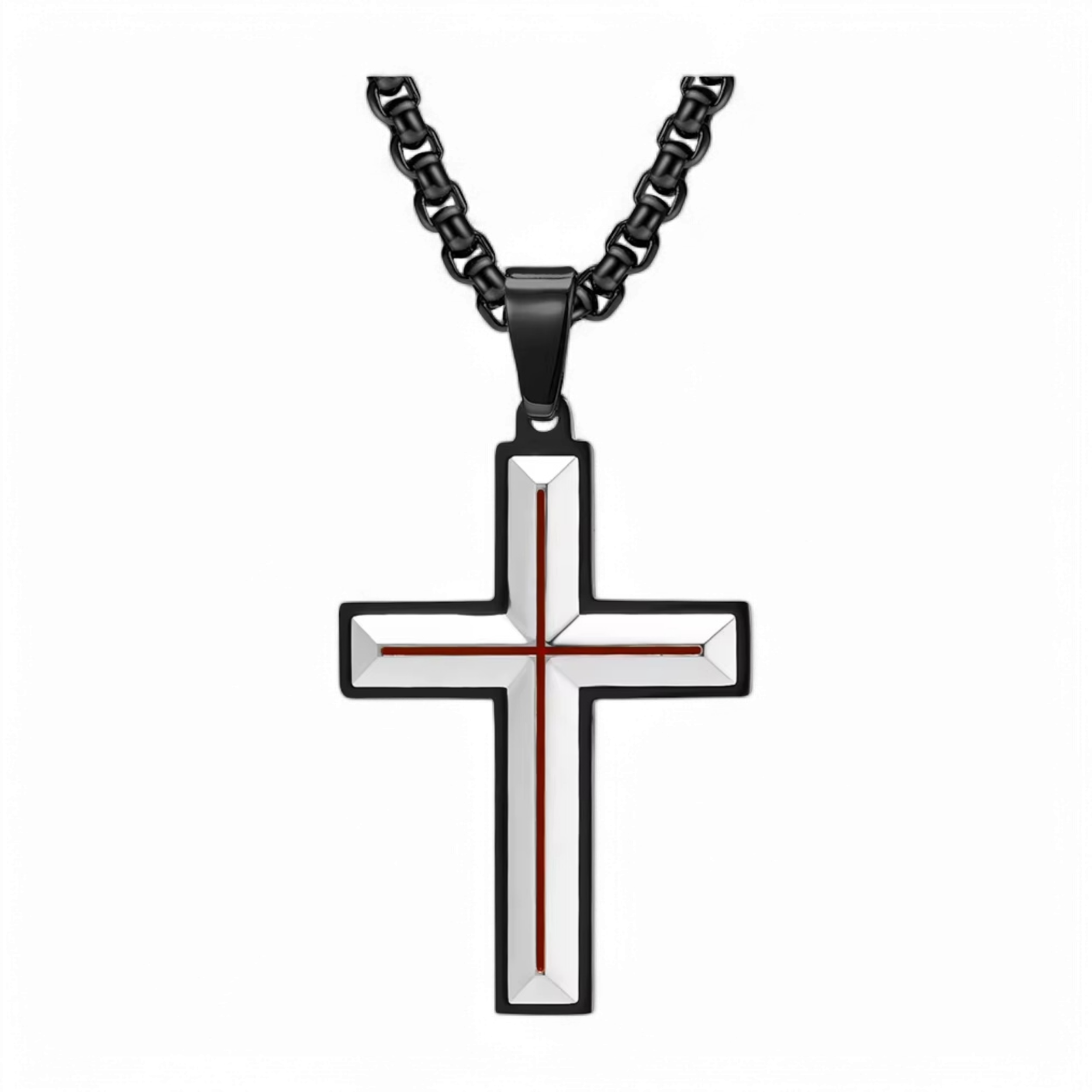 Colier Cruce BICOLOR - Argintiu