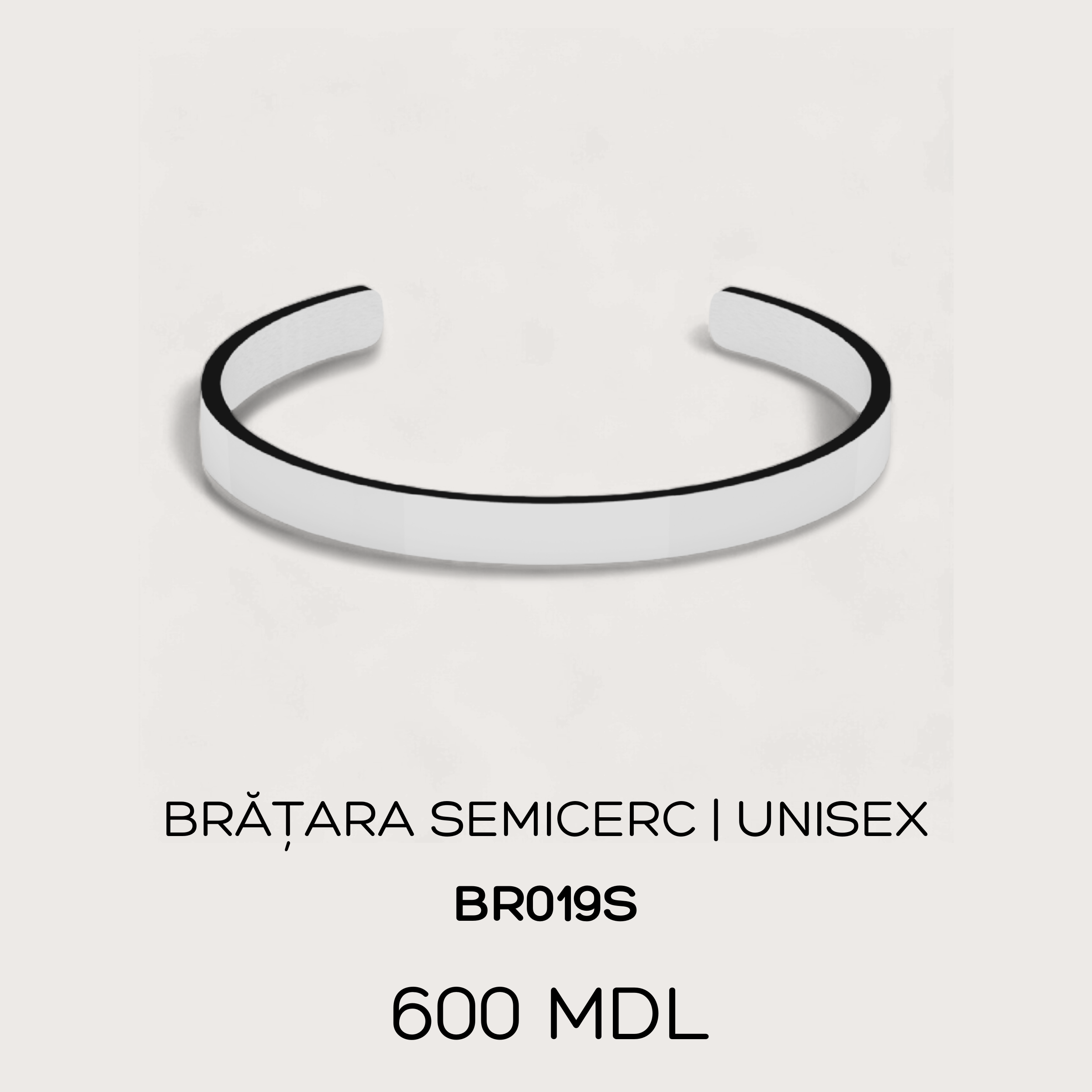 Brățara semicerc | unisex - Argintiu