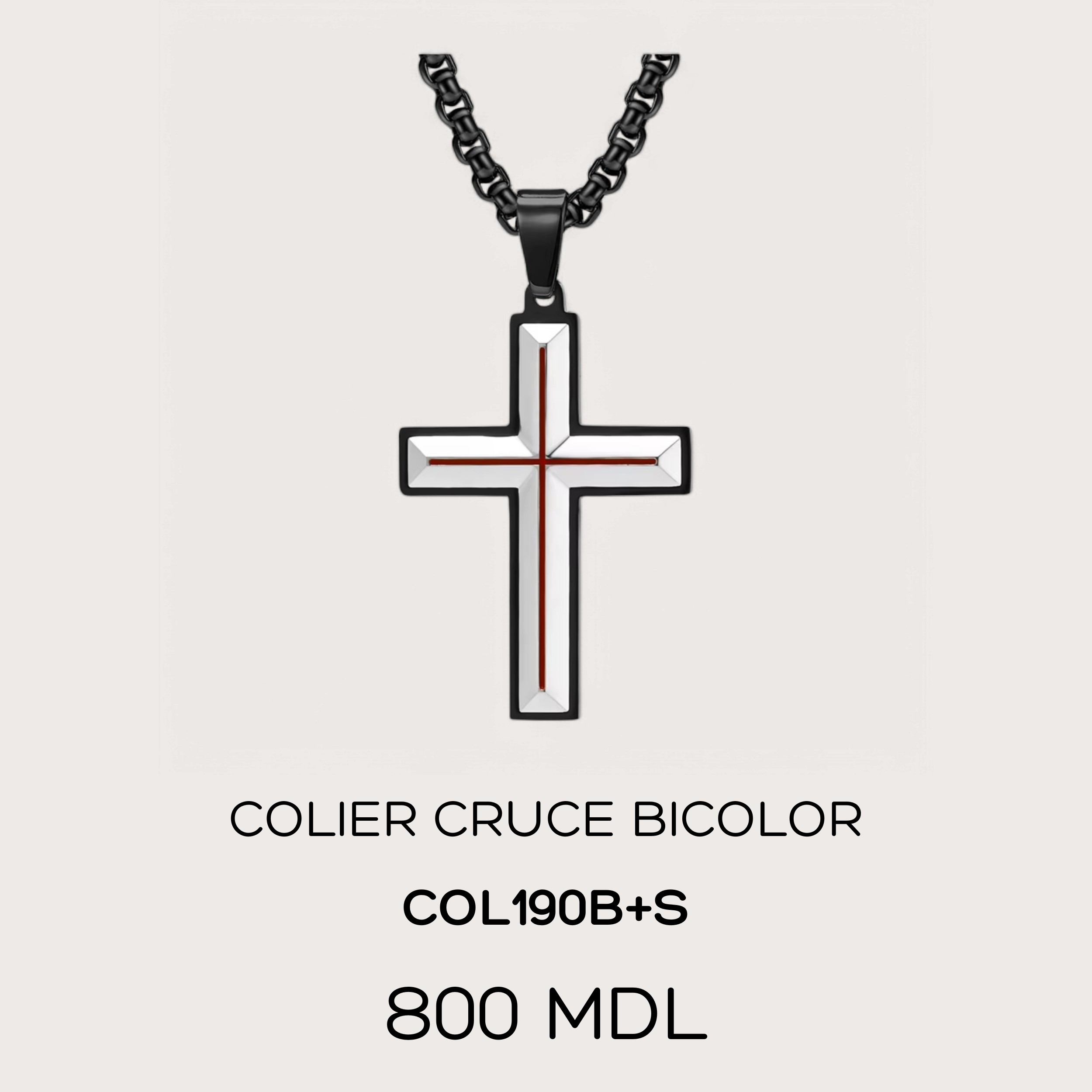 Colier Cruce BICOLOR - Argintiu