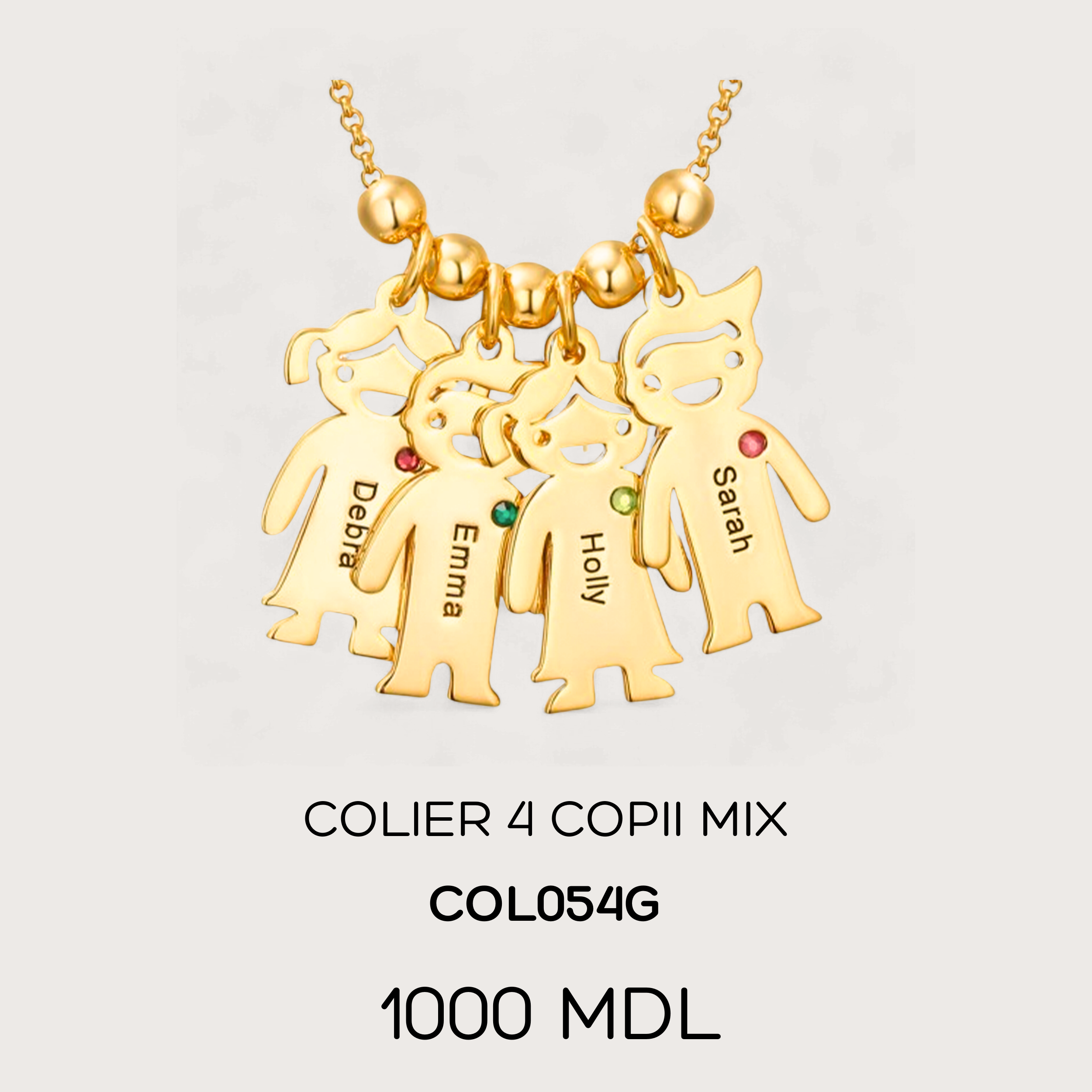 Colier 4 copii mix - Auriu