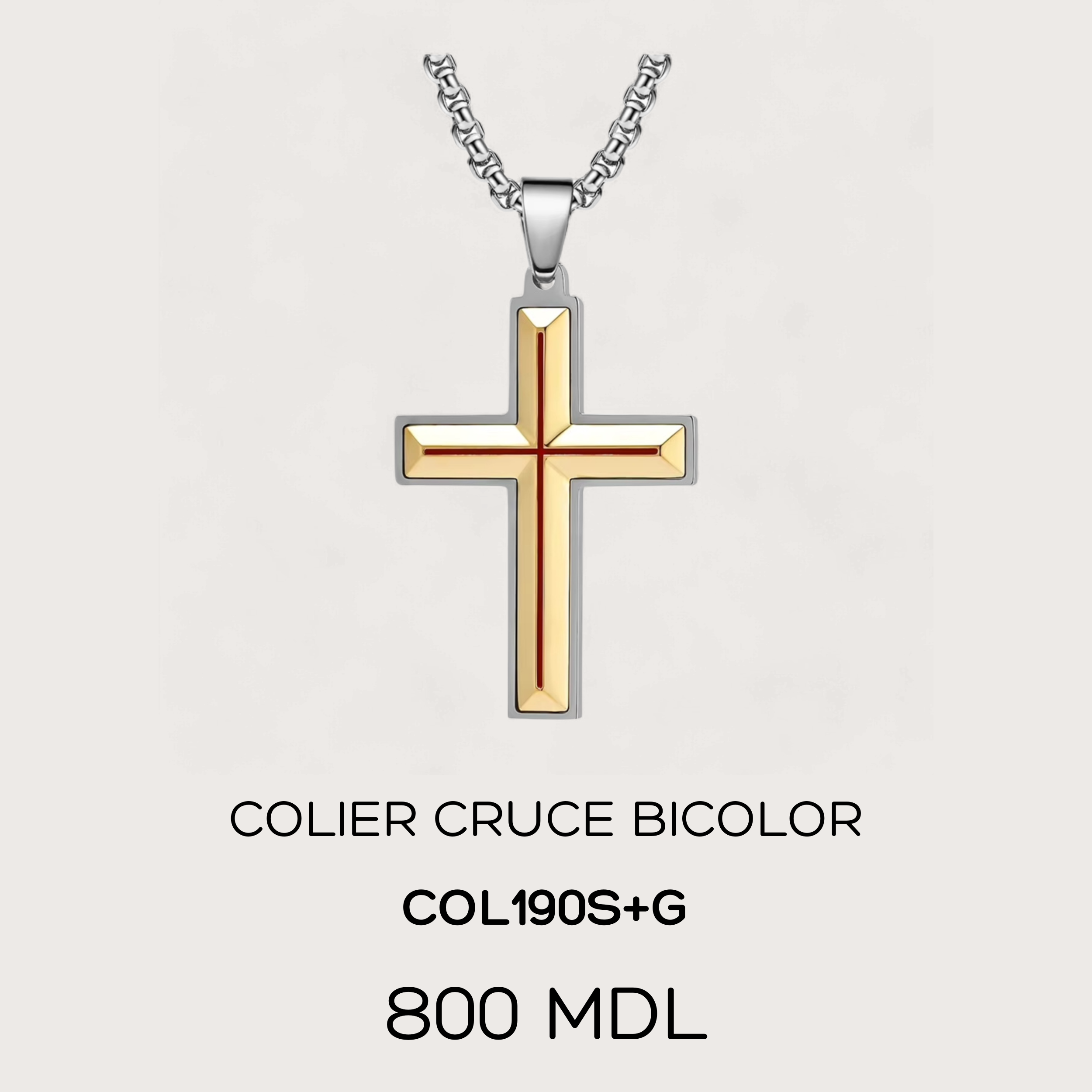 Colier Cruce BICOLOR - Auriu - Argintiu
