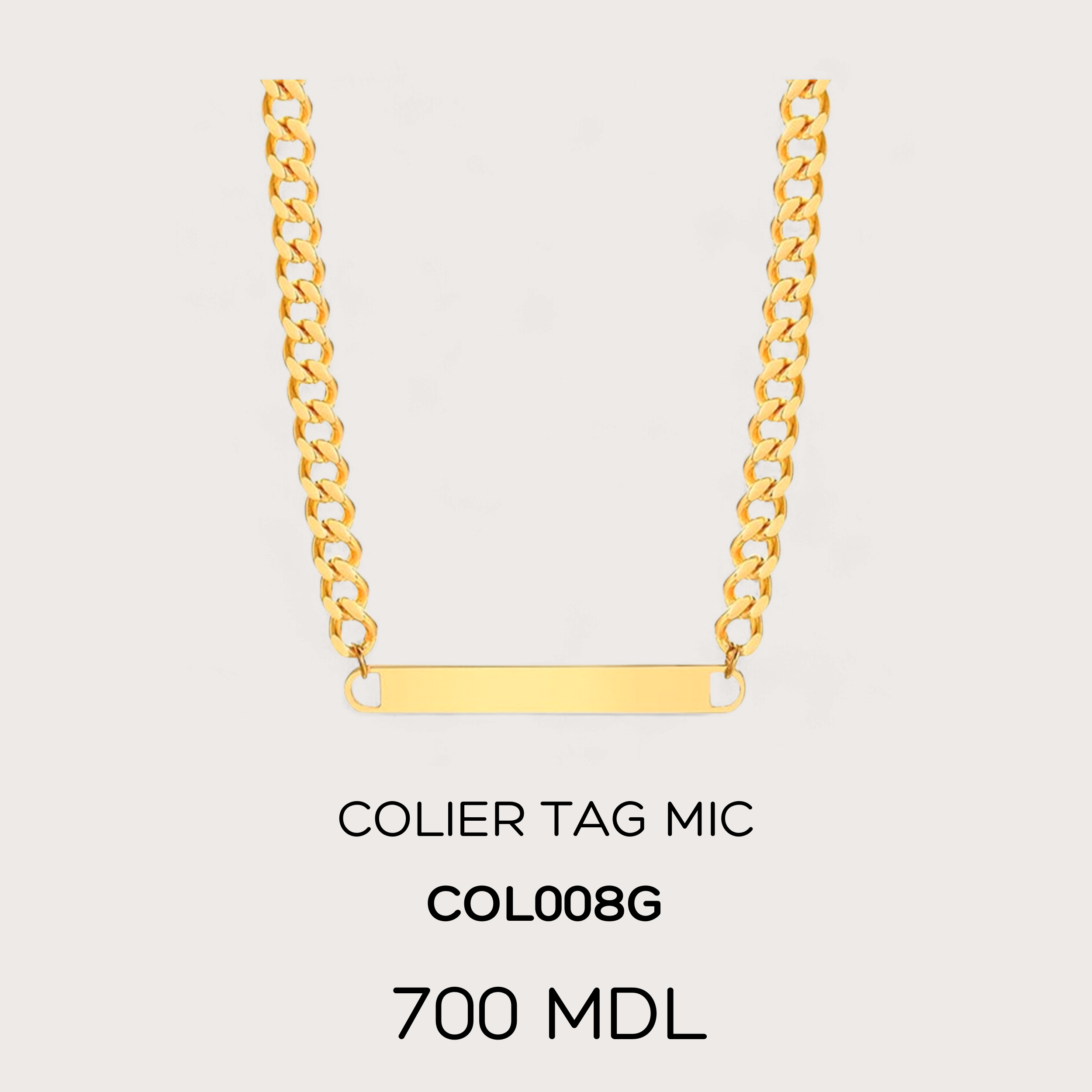 Colier tag mic - Auriu