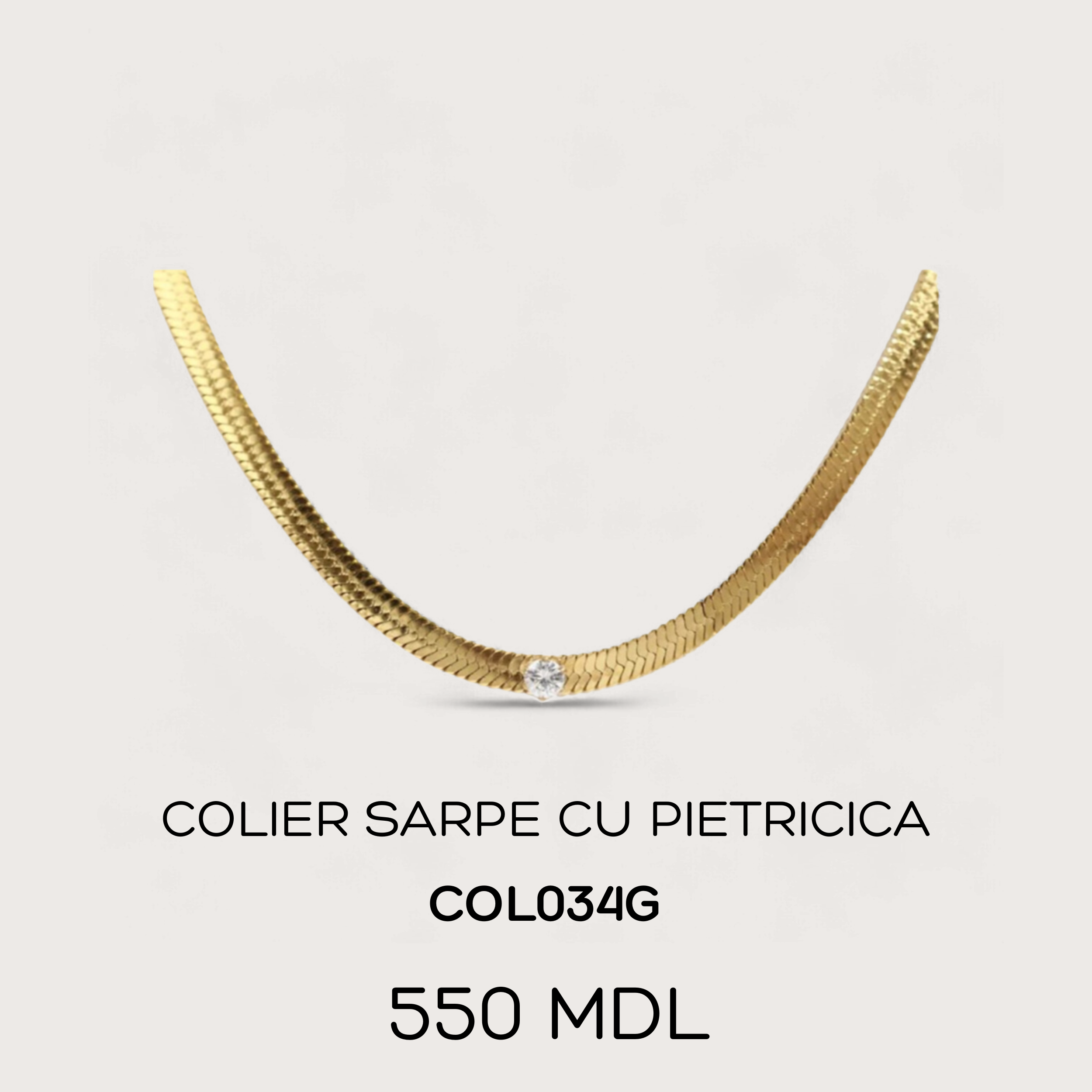Colier sarpe cu pietricica - Auriu
