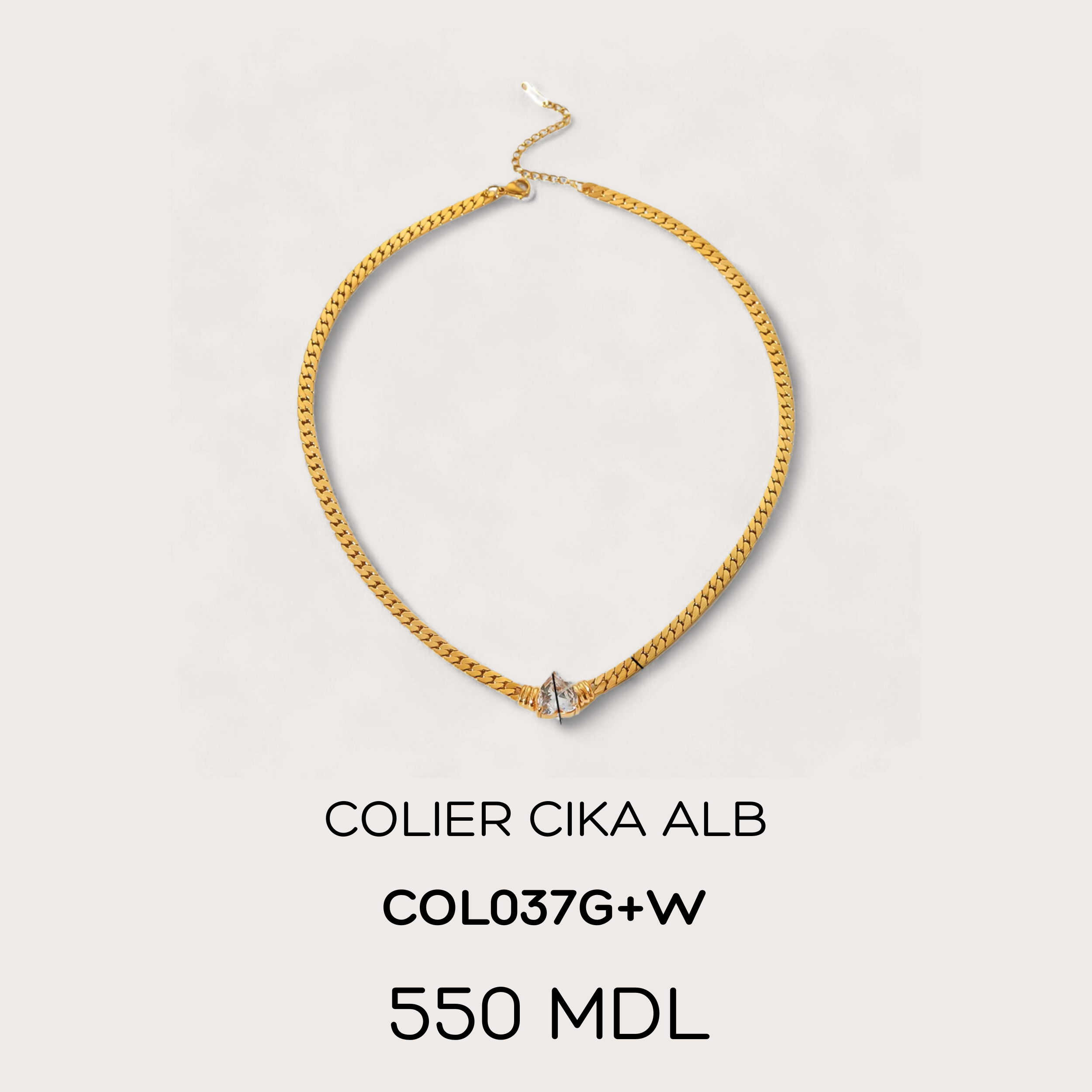 Colier cika alb - Auriu