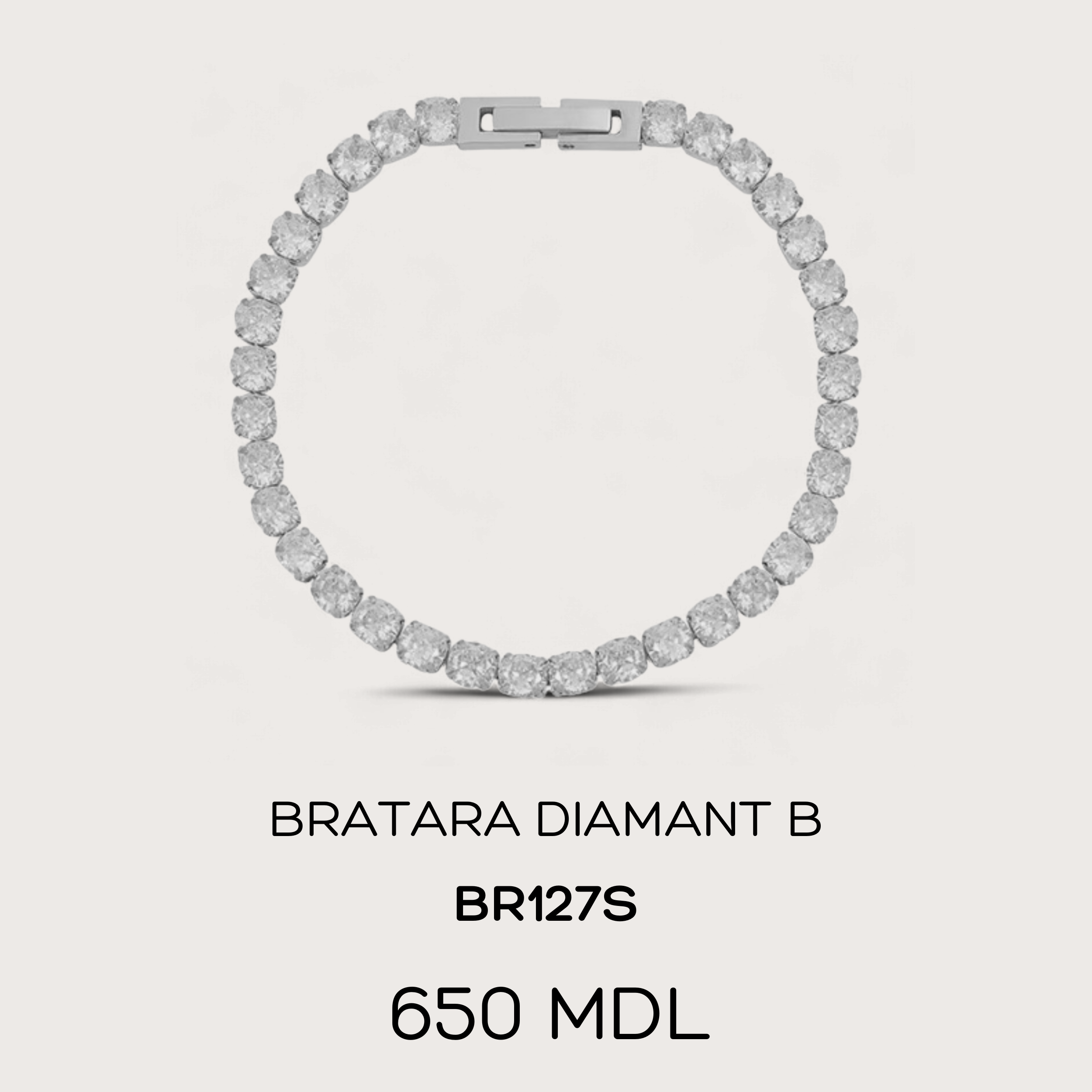 Bratara Diamant B - Argintiu