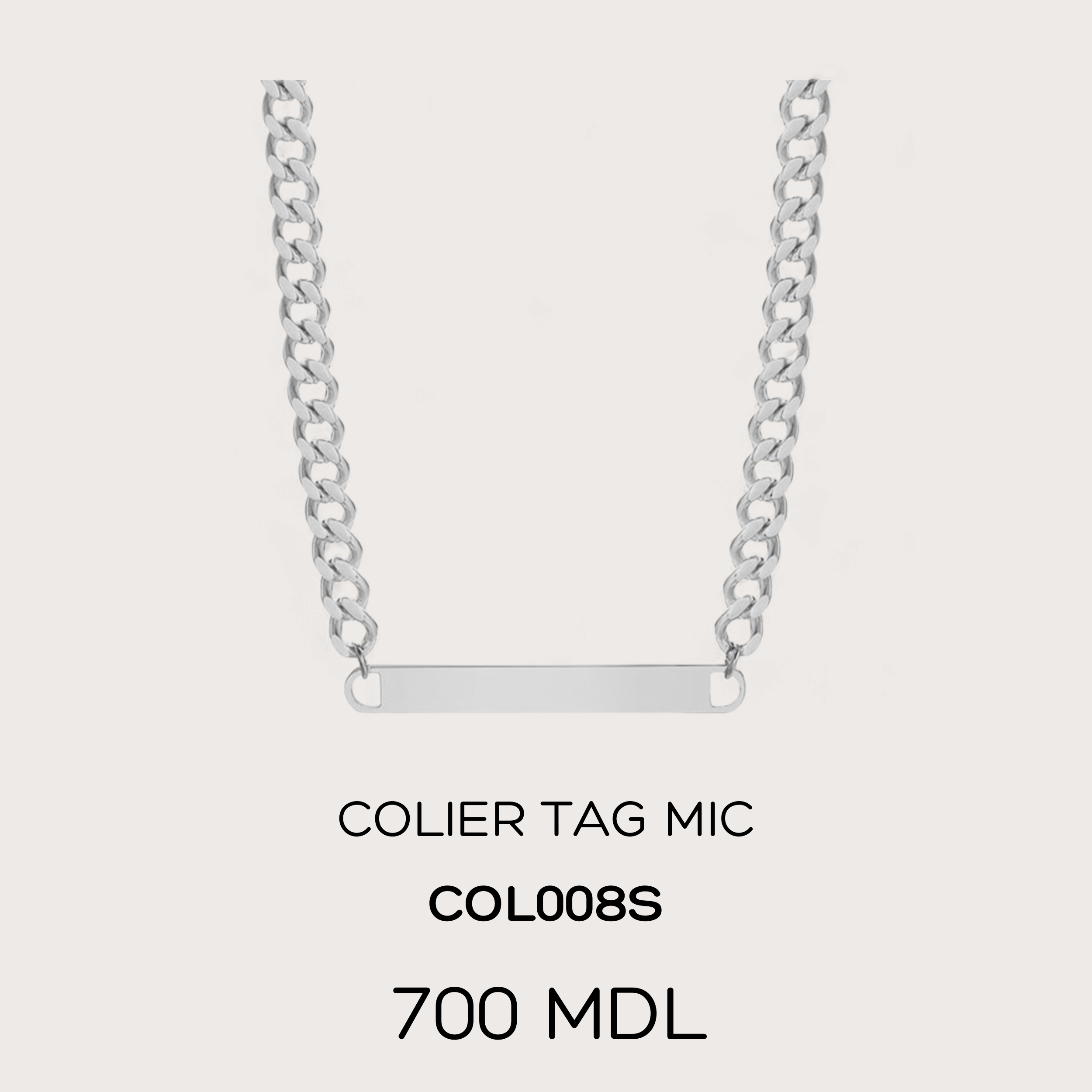 Colier tag mic - Argintiu