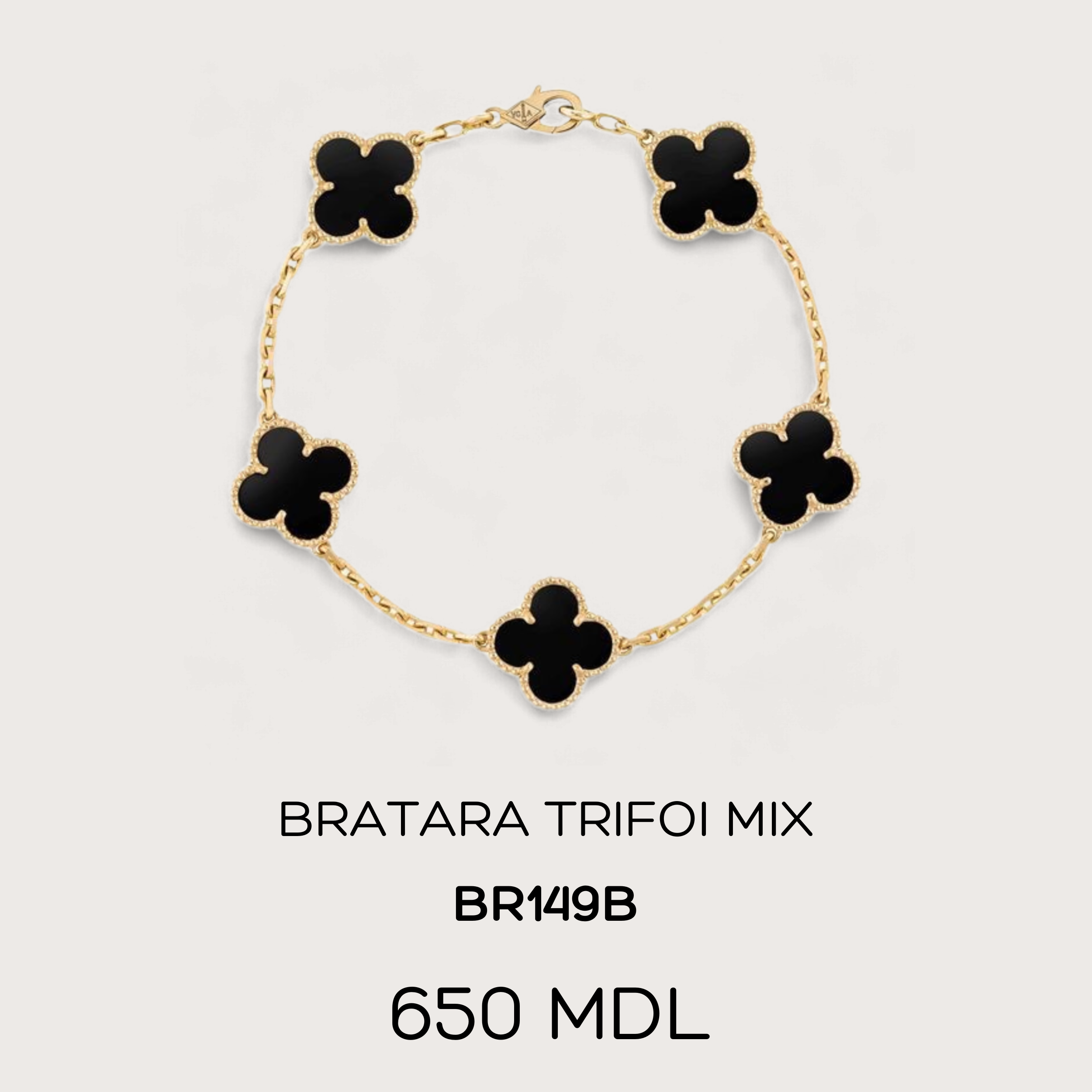 Bratara trifoi mix - Negru