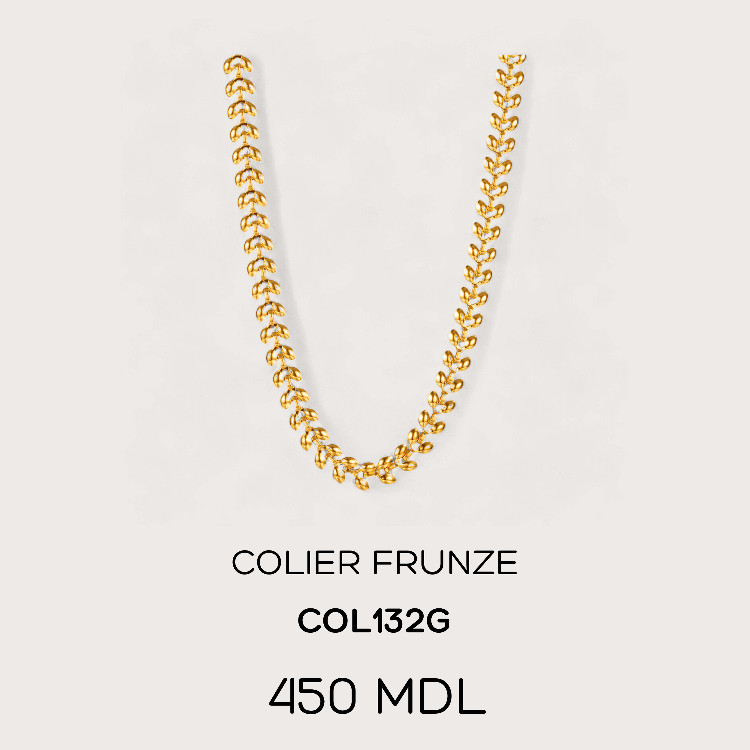 Colier frunze - Auriu