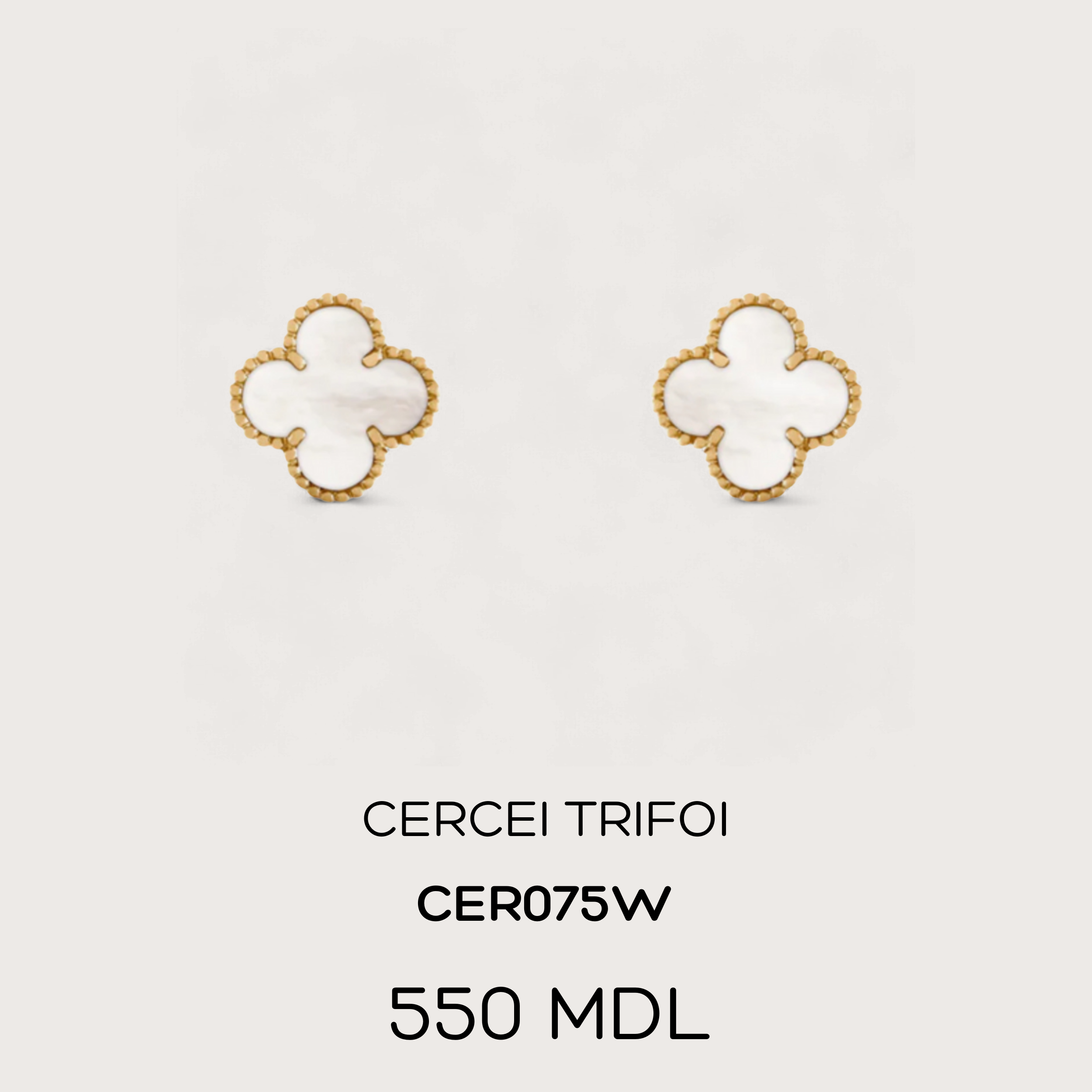 Cercei trifoi - Alb