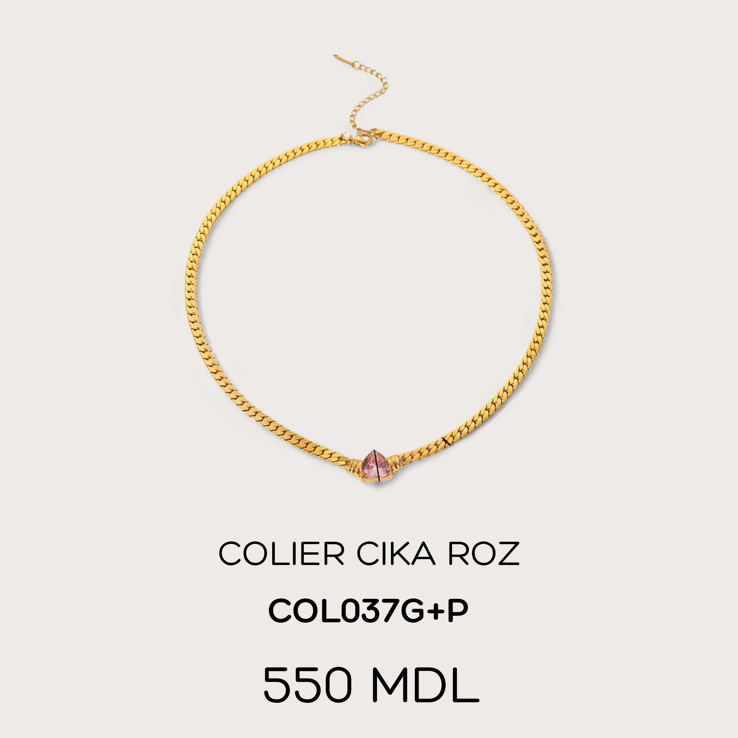 Colier cika roz - Auriu