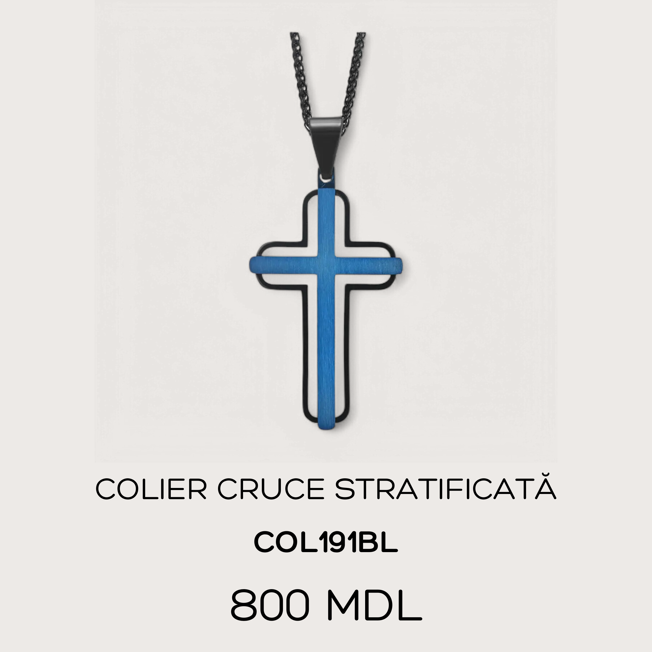 Colier Cruce Stratificată - Albaastru