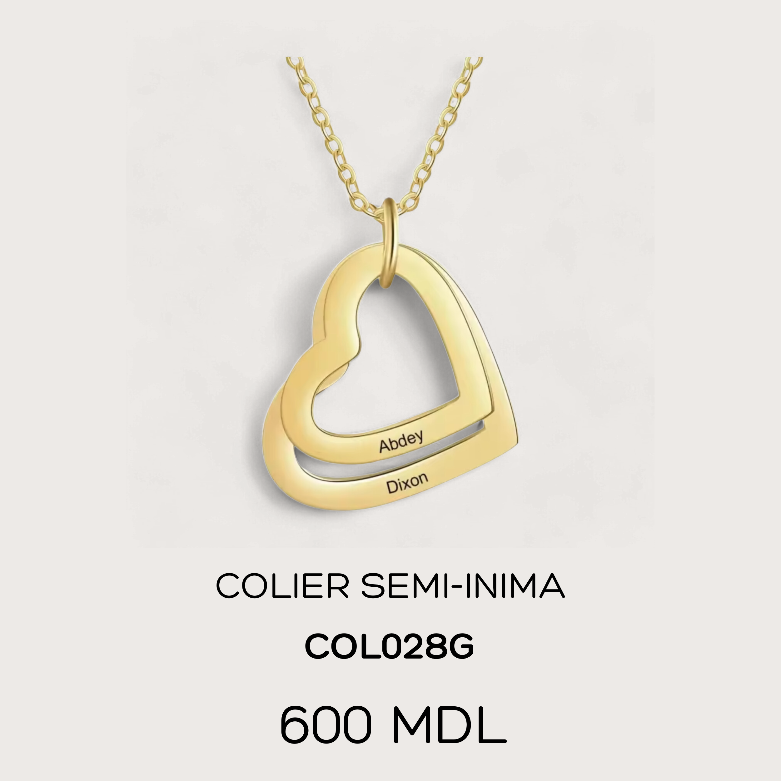 Colier Semi-inima - Auriu