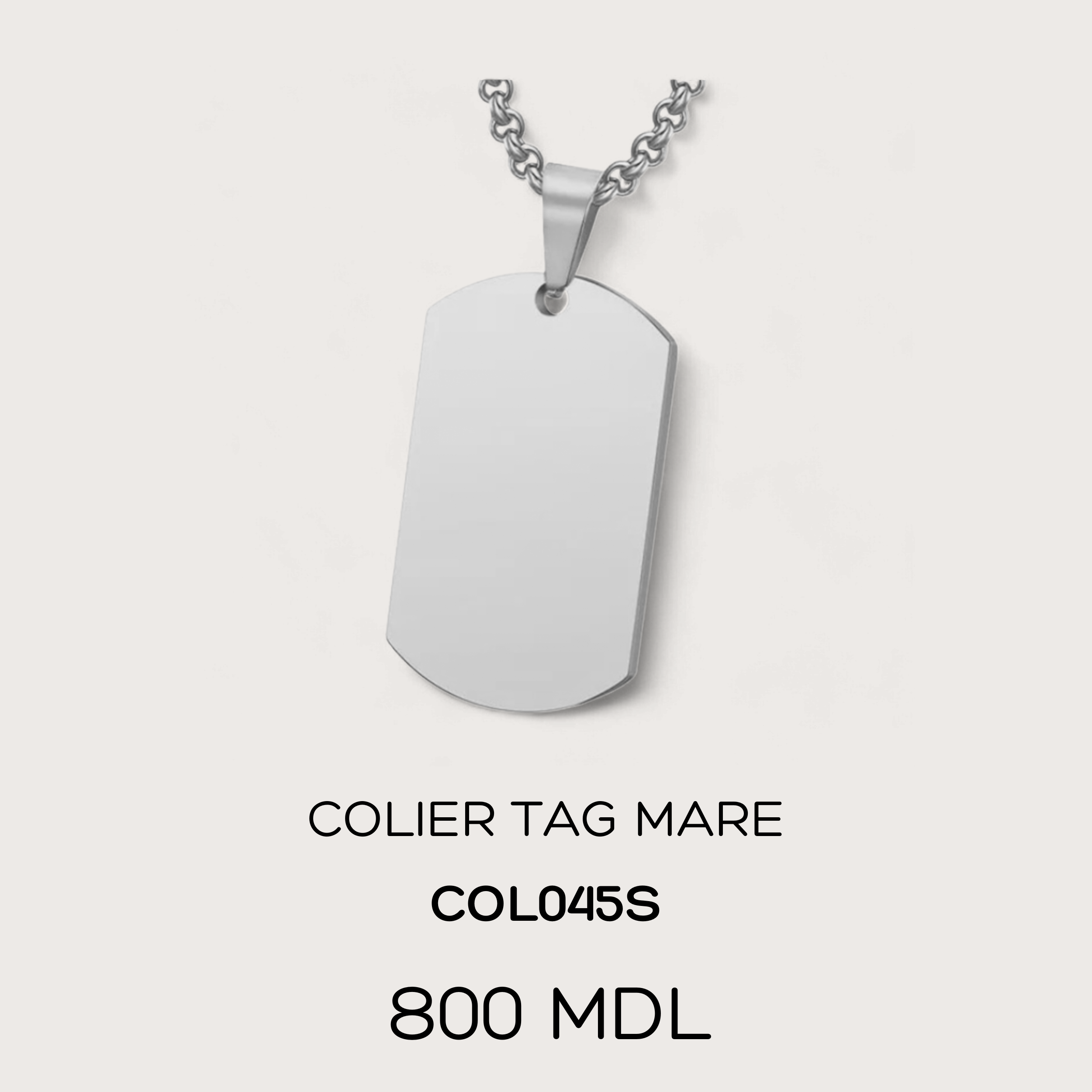 Colier tag mare - Argintiu
