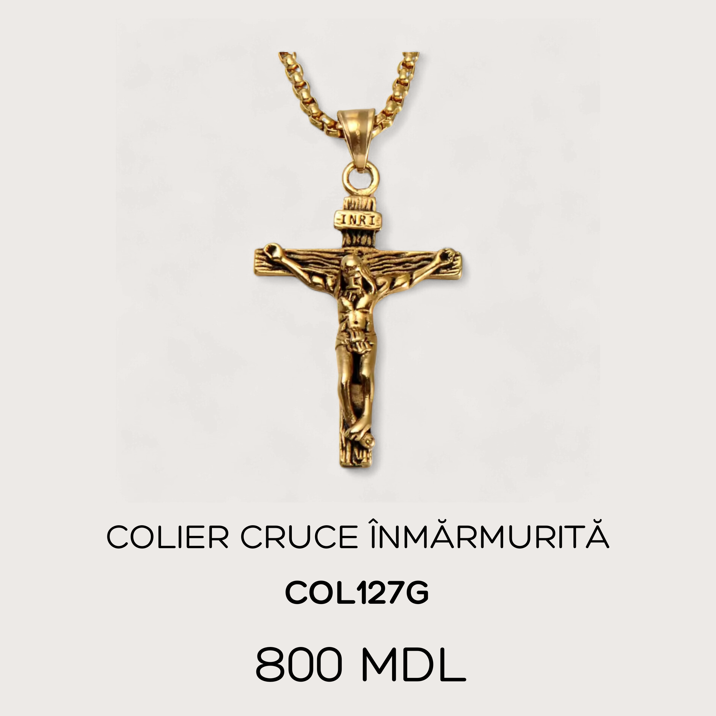 Colier cruce înmărmurită - Auriu