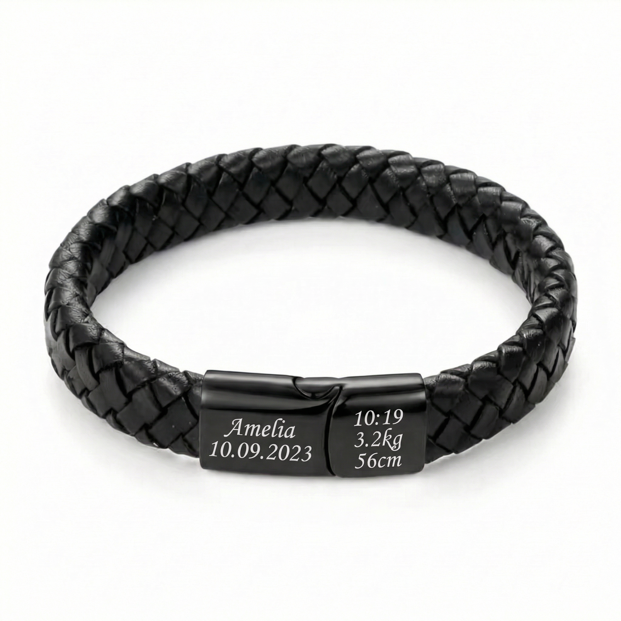 Bratara Impletita din PIELE | Personalizata cu Gravură