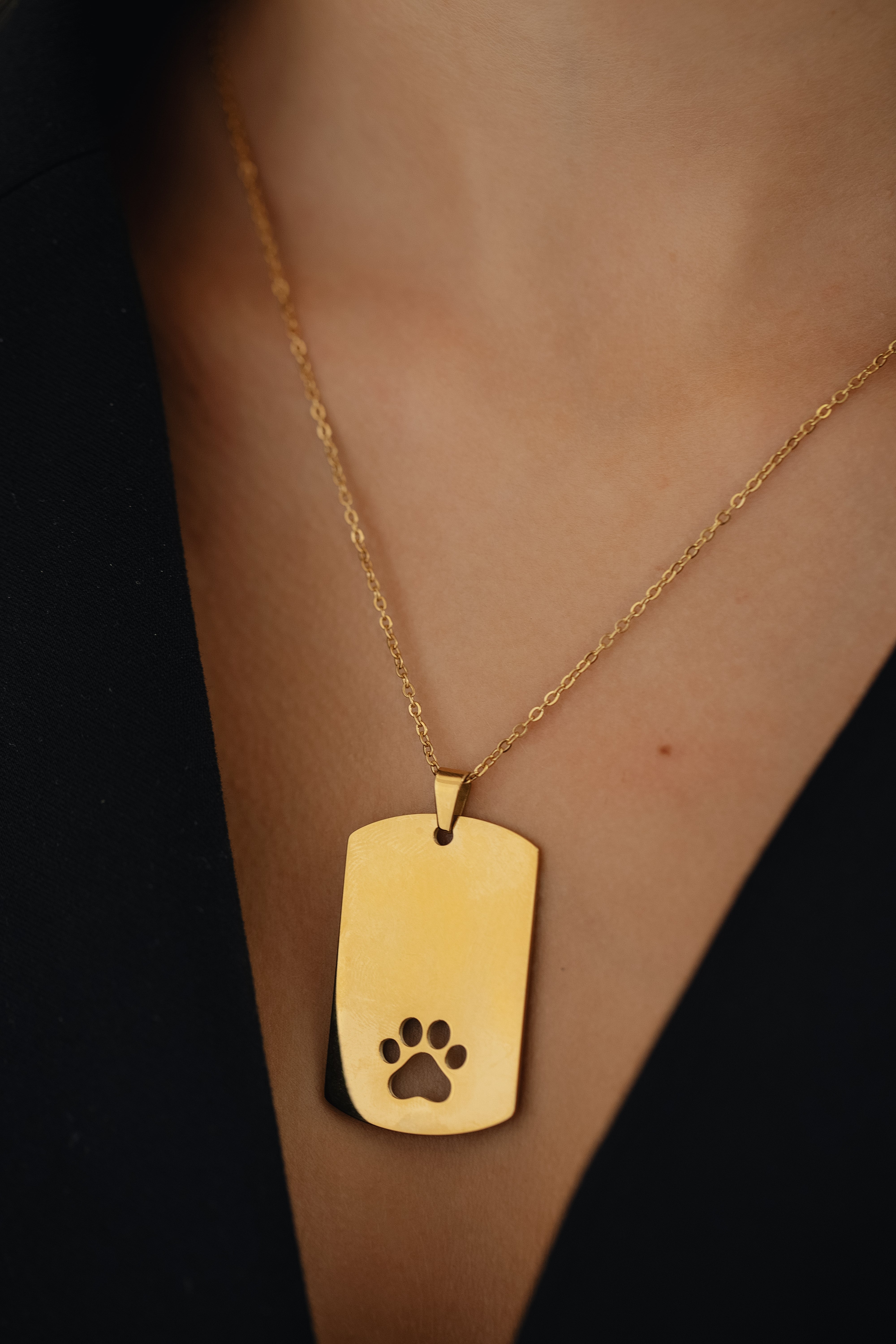 Etichetă colier mare cu labută