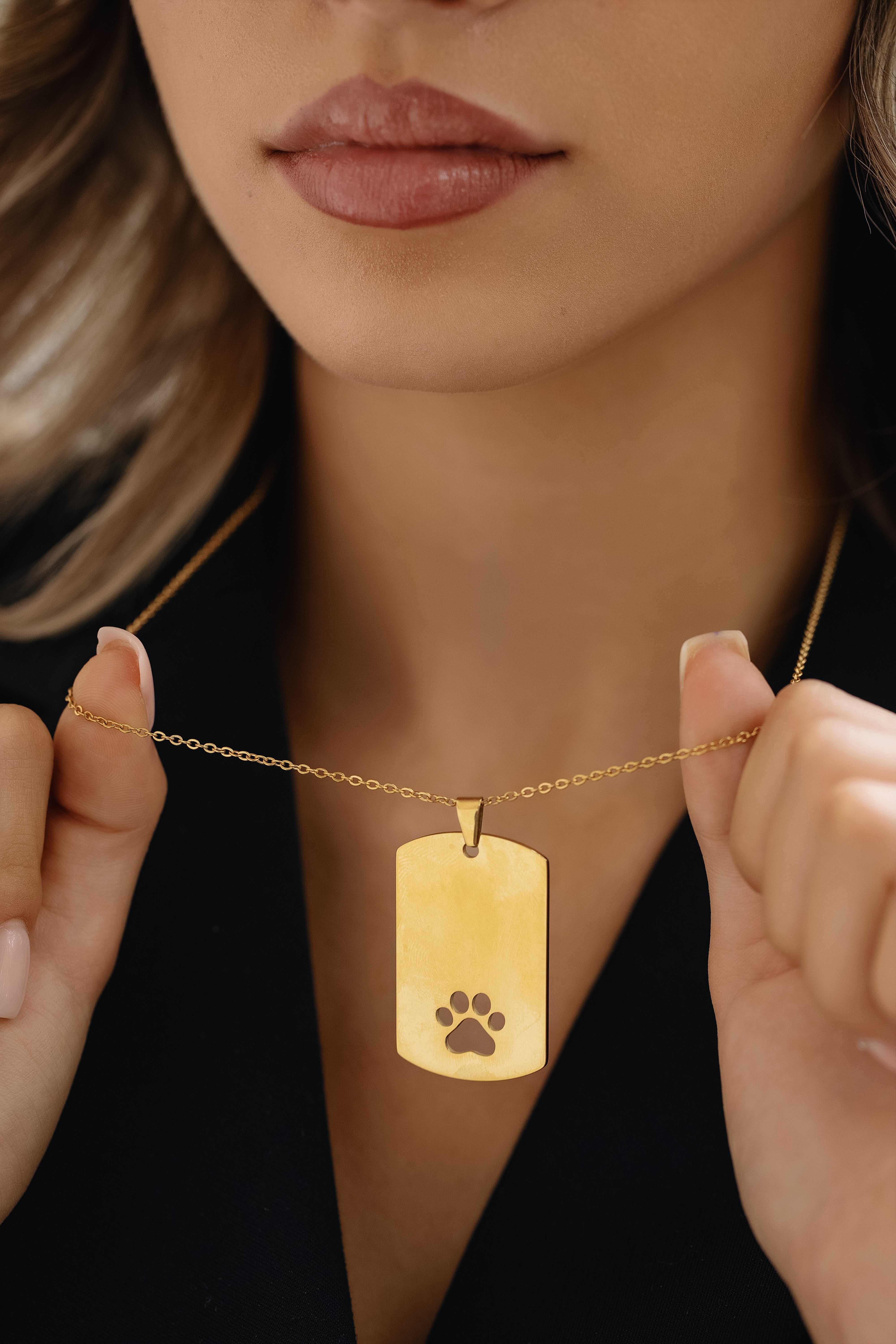 Etichetă colier mare cu labută