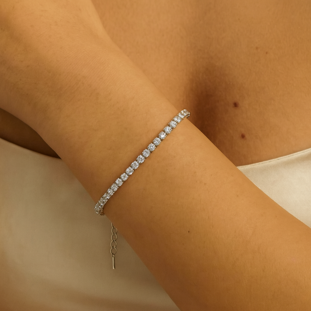 Bratara lant cu diamant - Argintiu