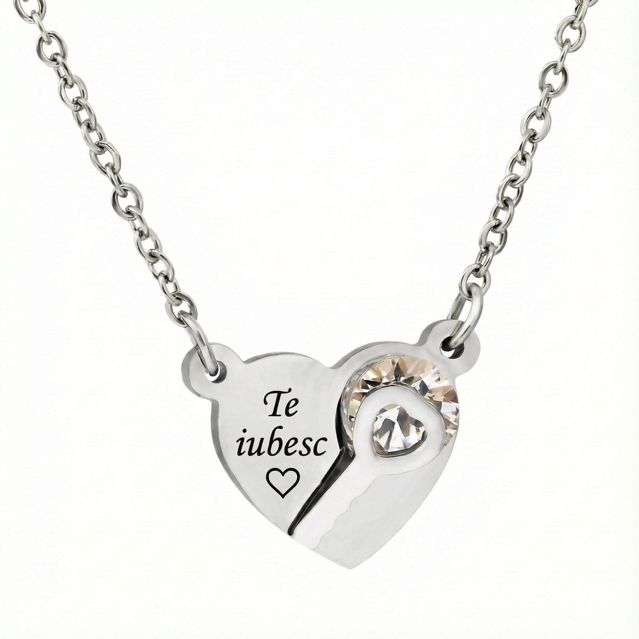 Colier inima și cheie - Auriu