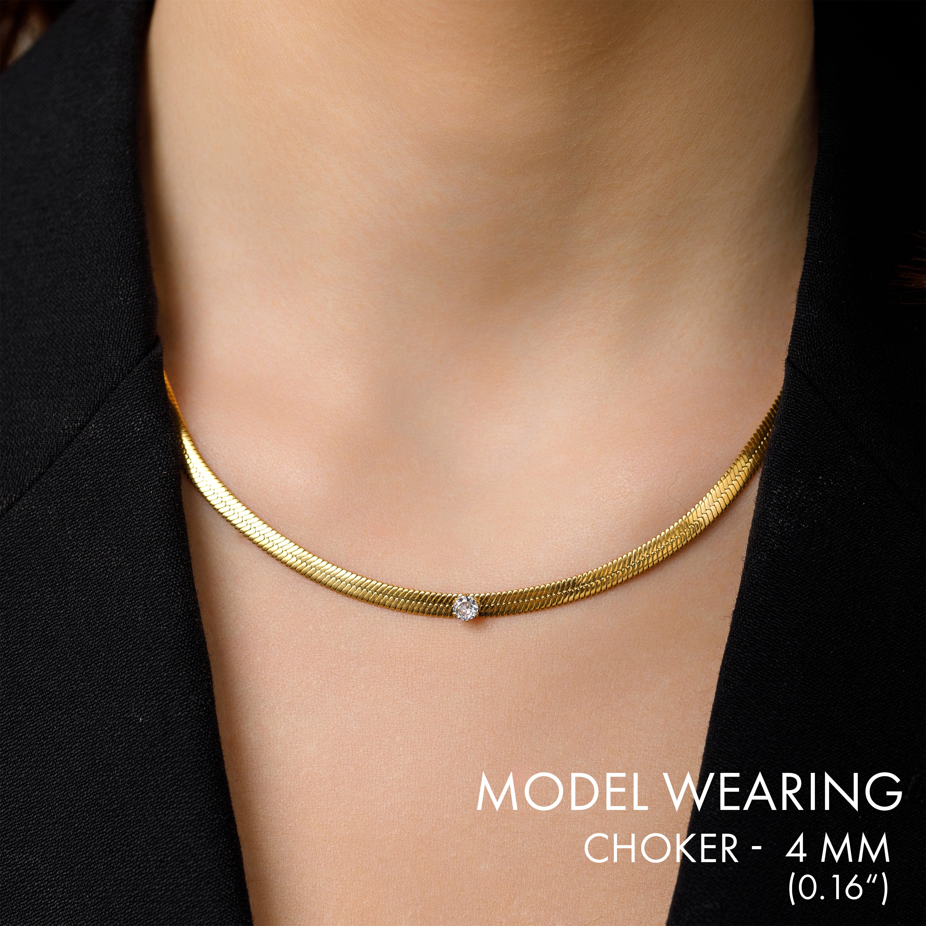 Colier sarpe cu pietricica - Auriu