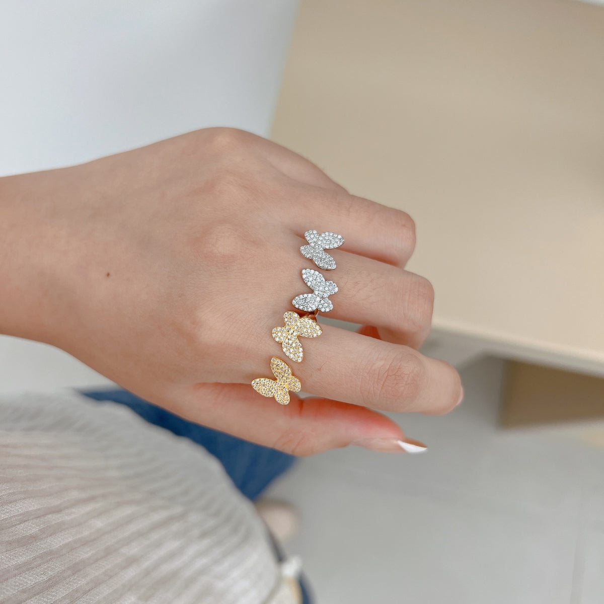 Inel - Fluture dublu - CZ