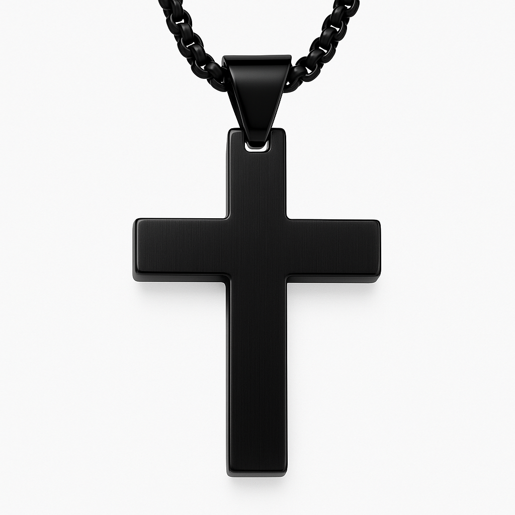 Colier Cruce BICOLOR cu cristale - Auriu - Carbon (Copy)