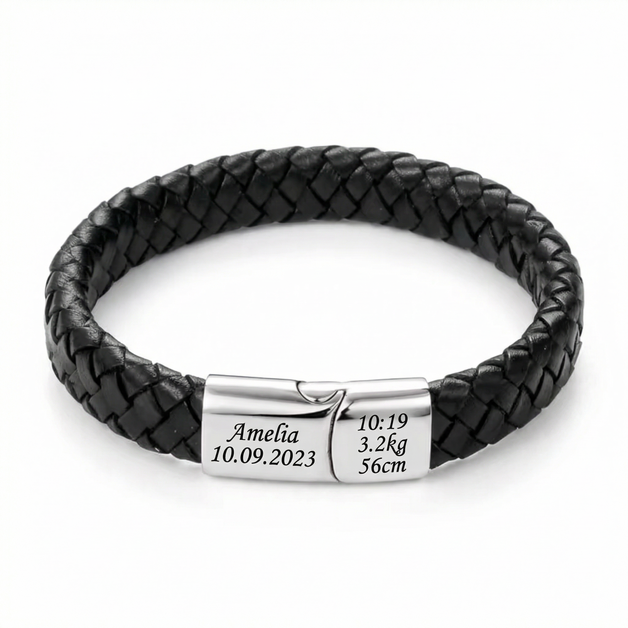 Bratara Impletita din PIELE | Personalizata cu Gravură
