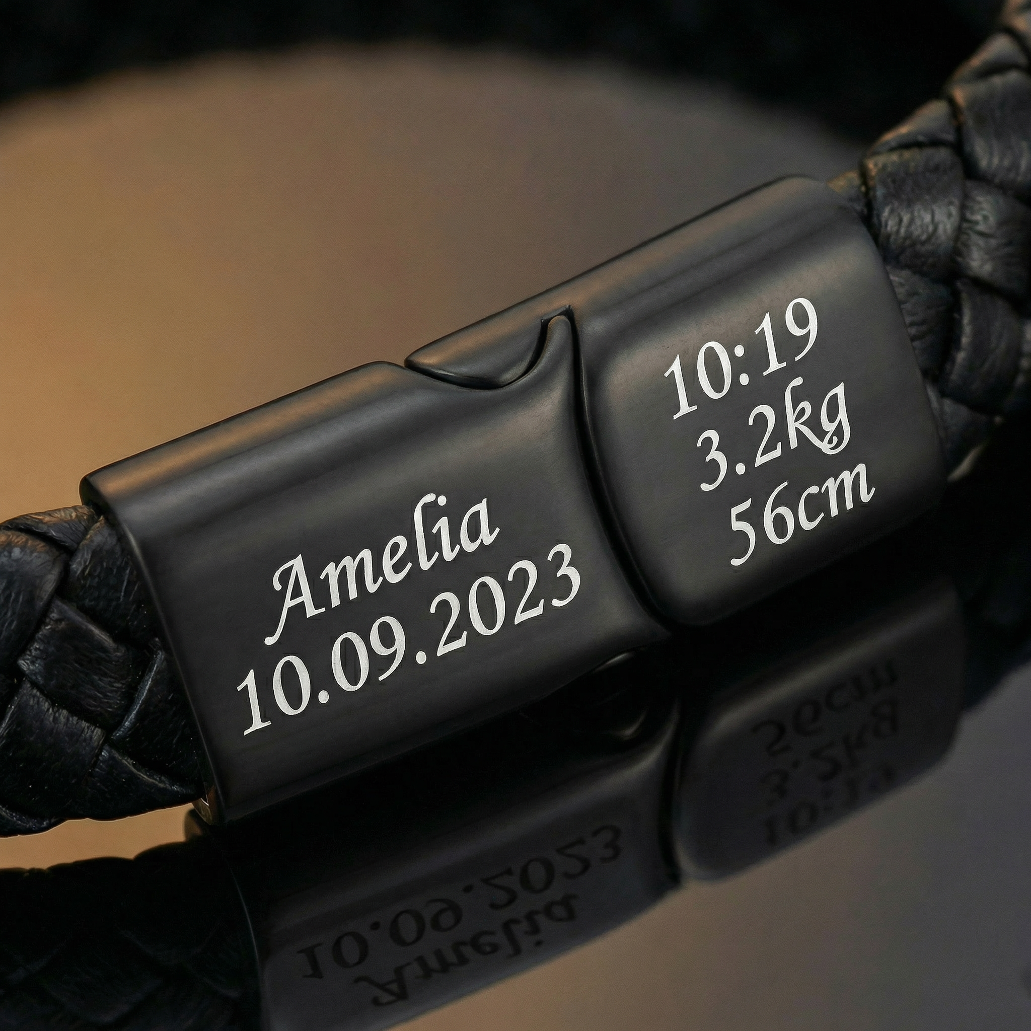 Bratara Impletita din PIELE | Personalizata cu Gravură