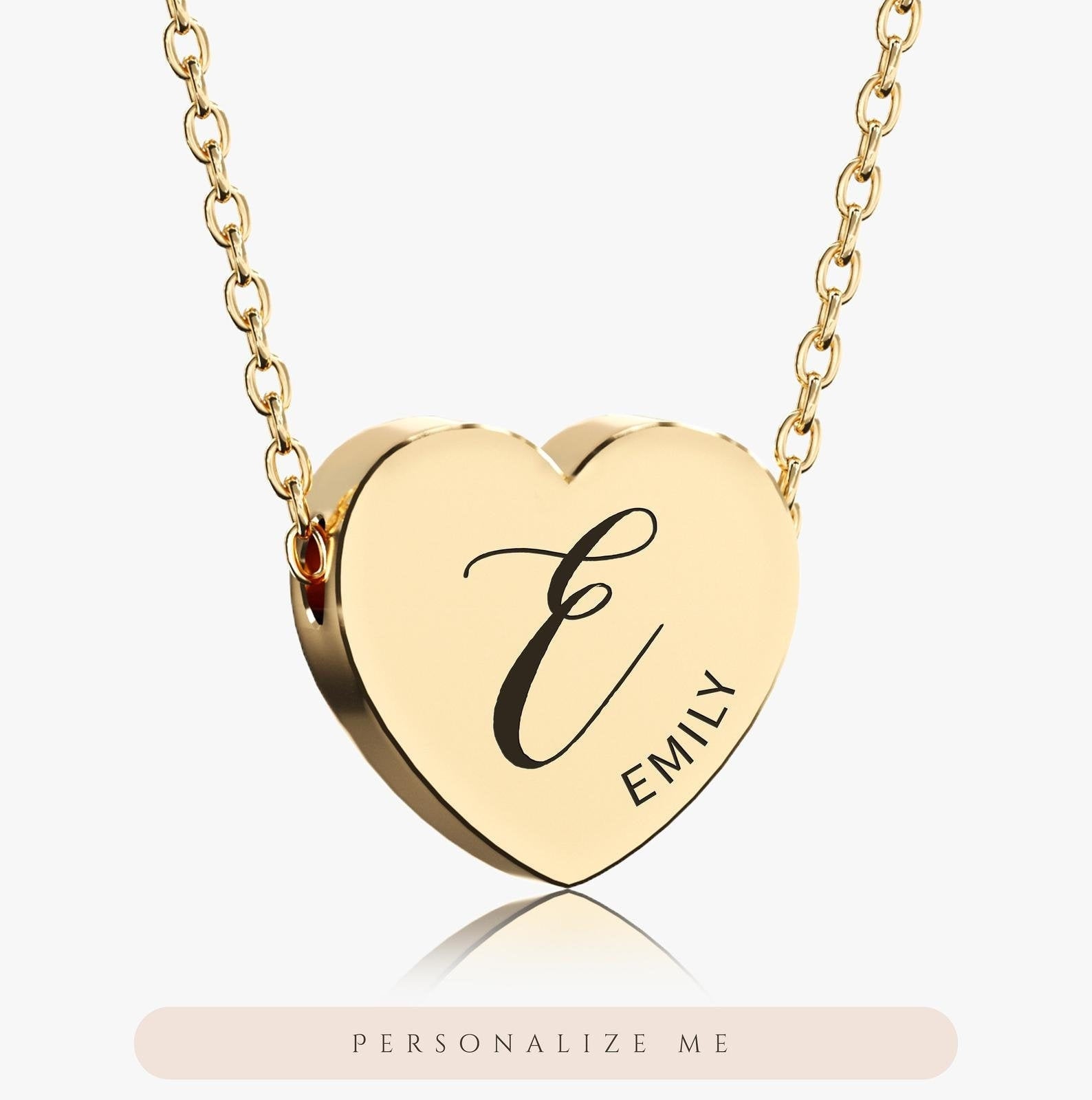 Heart Necklace with Initials for Women, Personalized Gold Heart Necklace Engraved Initilas for Mom GIft, Best friend necklace, Sister Gift